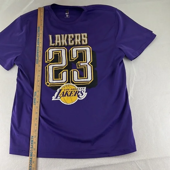 NBA Short Sleeve Shirt Los Angeles LA Lakers 23 Lebron James Purple Mens XL - Picture 8 of 15